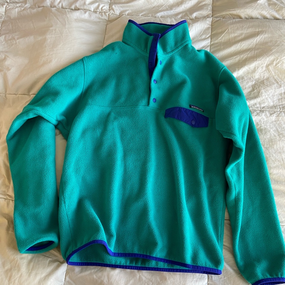 Patagonia Men’s Fleece Snap Pullover, Green, Size Medium